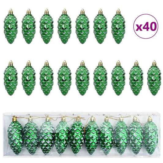 vidaXL Christmas Pine Cone Ball 40 pcs Green Plastic