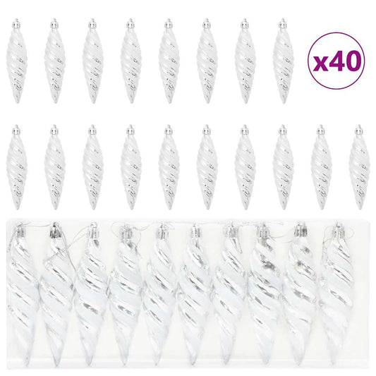 vidaXL Christmas Spiral Shape Ball 40 pcs Silver Plastic