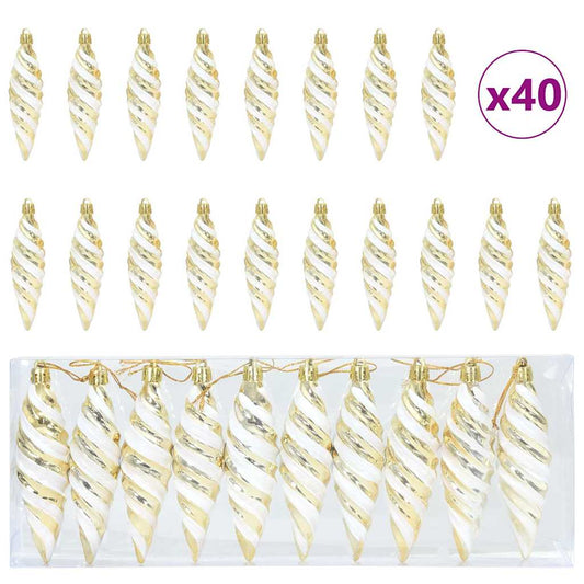 vidaXL Christmas Spiral Shape Ball 40 pcs Gold Plastic