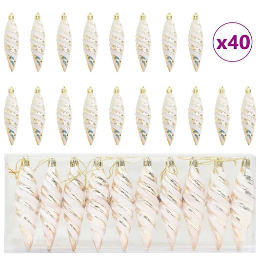 vidaXL Christmas Spiral Shape Ball 40 pcs Champagne Plastic