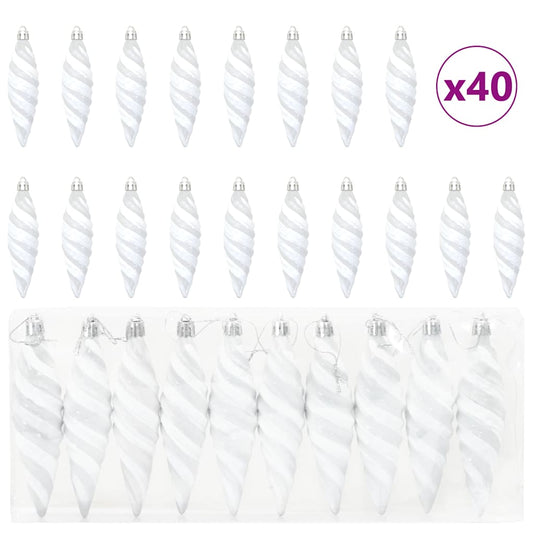 vidaXL Christmas Spiral Shape Ball 40 pcs White Plastic