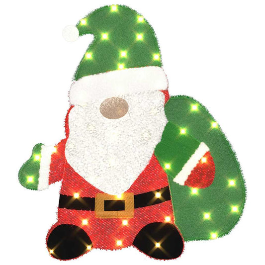 vidaXL Lighted Santa Claus Warm White 70 x 62 cm Tinsel Fabric