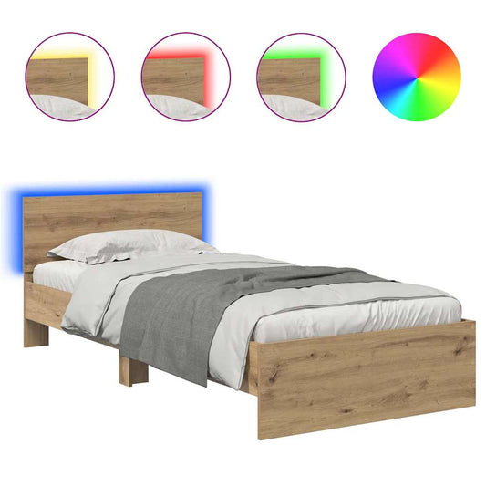 vidaXL Bed Frame Artisan Oak 90 x 190 cm Engineered Wood