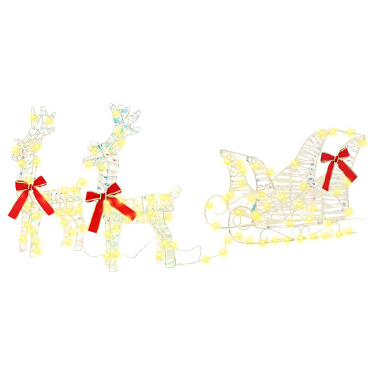 vidaXL Reindeer Pull Sleigh 160 LEDs Warm White 30 x 12 x 54.5 cm PET