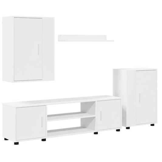 vidaXL TV Cabinet Set Wall-mounted 4 pcs White Engineered wood