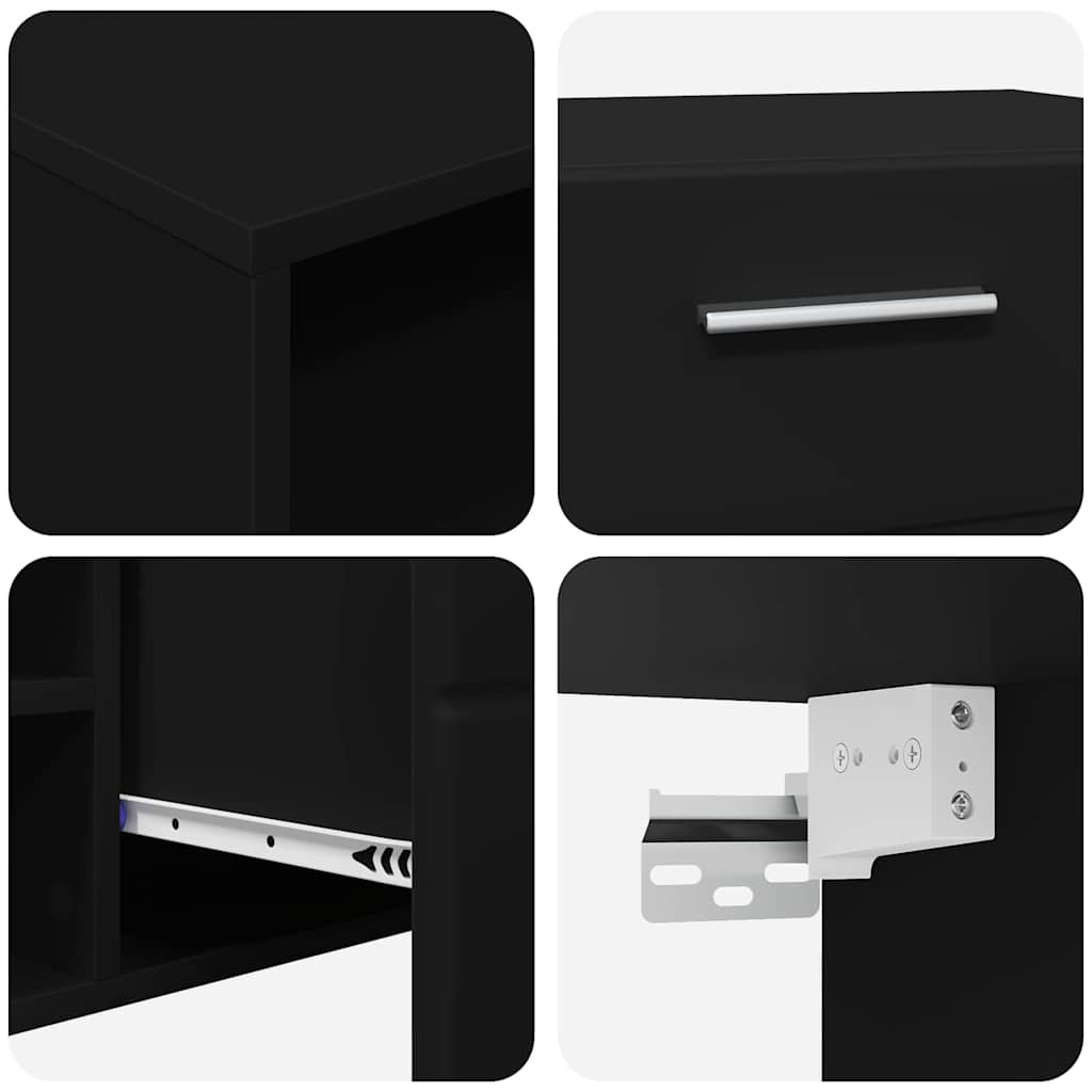 vidaXL TV Cabinet Set FLORIN 3 pcs Black Engineered Wood