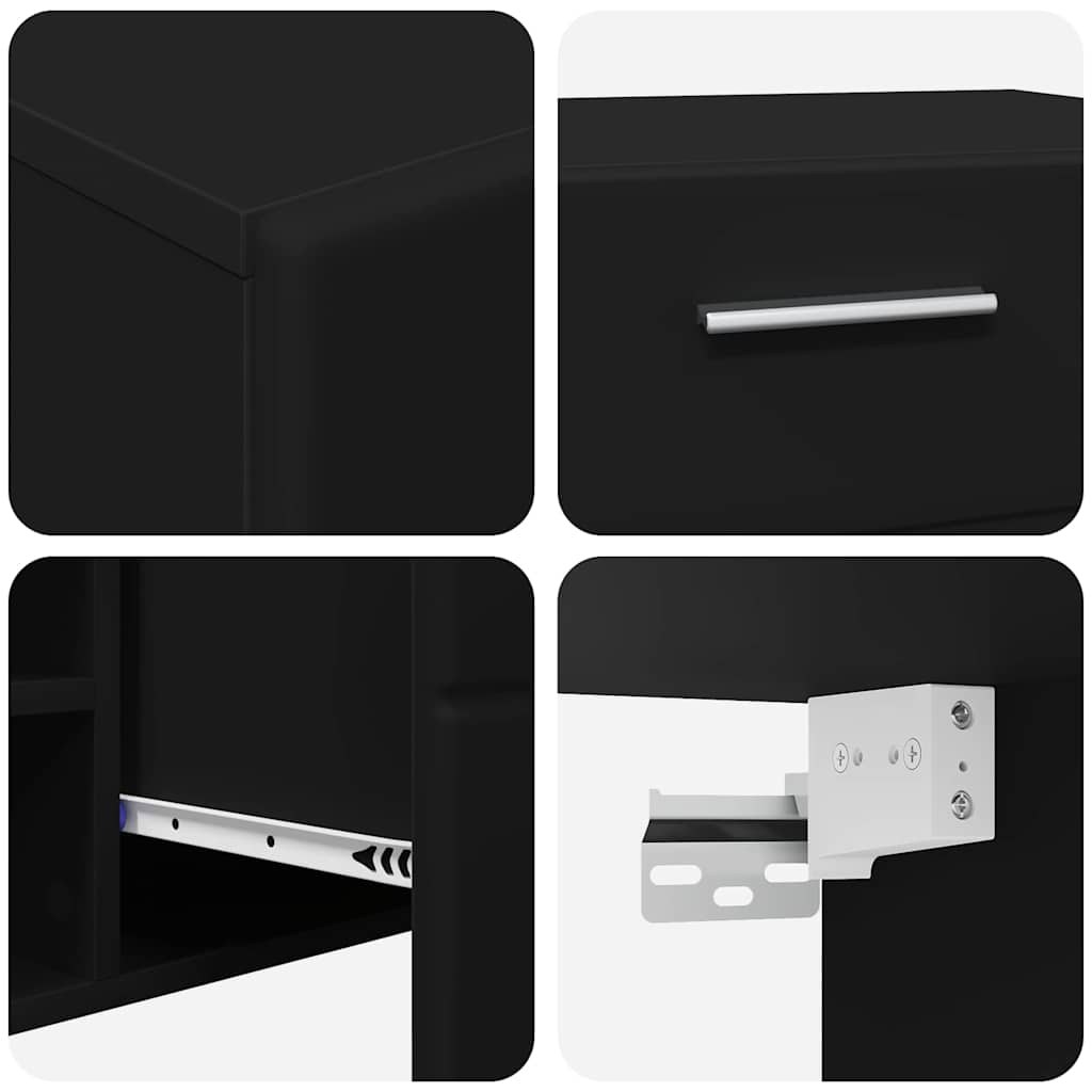 vidaXL TV Cabinet Set FLORIN 3 pcs Black Engineered Wood