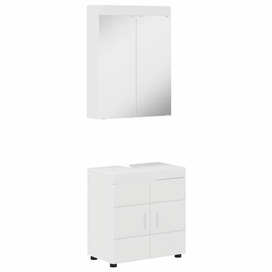 vidaXL Bathroom Furniture Set TULUM High Gloss White Engineered Wood