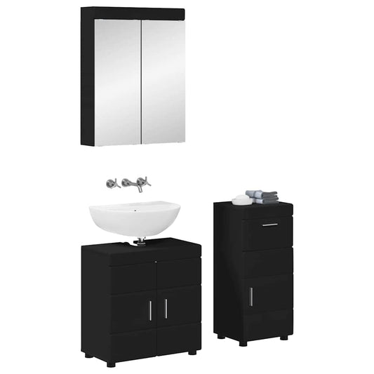 vidaXL Bathroom Furniture Set TULUM 3 pcs Black 60 x 34 x 63 cm