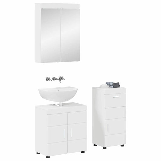 vidaXL Bathroom Furniture Set TULUM High Gloss White Engineered Wood