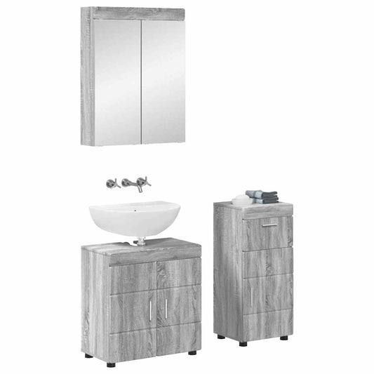 vidaXL Bathroom Furniture Set TULUM 3 pcs Grey Sonoma 60 x 34 x 63 cm
