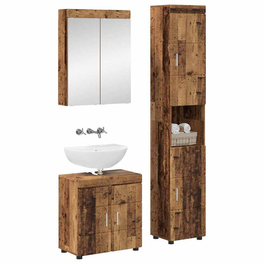 vidaXL Bathroom Furniture Set TULUM 3 pcs Old Wood 60 x 34 x 63 cm