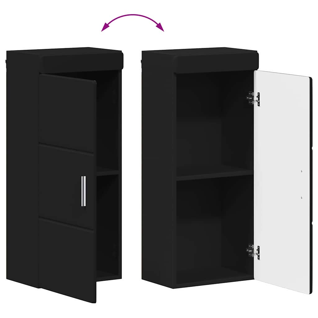 vidaXL Bathroom Furniture Set with Drawer TULUM Black Engineered Wood