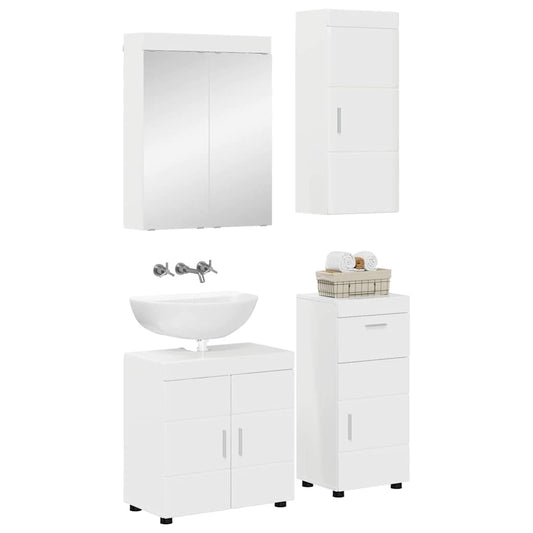 vidaXL Bathroom Furniture Set TULUM 4 pcs High Gloss White