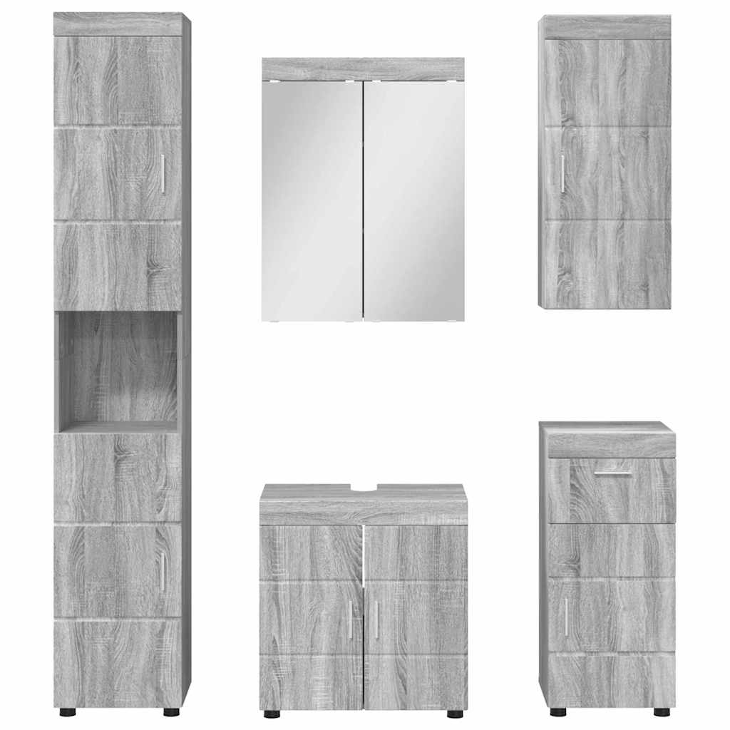 vidaXL Bathroom Furniture Set TULUM 5 pcs Grey Sonoma 60 x 34 x 63 cm