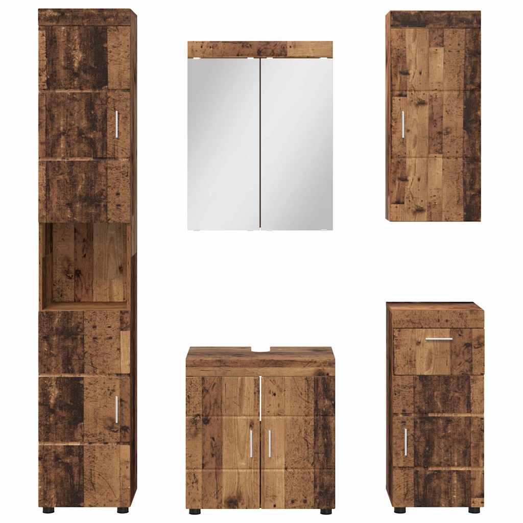 vidaXL Bathroom Furniture Set with Door TULUM Old Wood Engineered Wood
