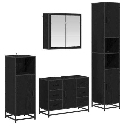 vidaXL Bathroom Furniture Set 4 pcs Black oak 80 x 33 x 60 cm