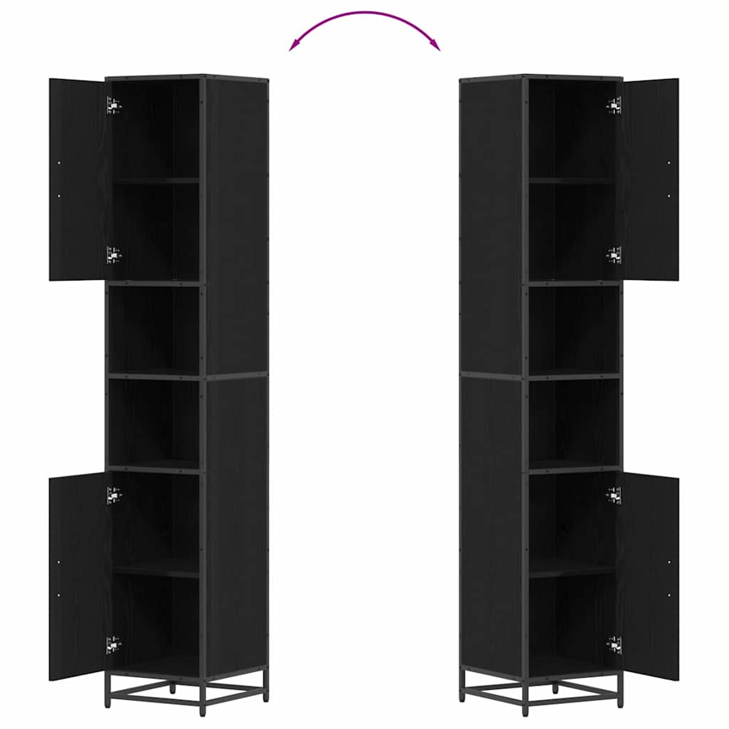 vidaXL Bathroom Furniture Set with Door Black Oak 35 x 37.5 x 188.5 cm