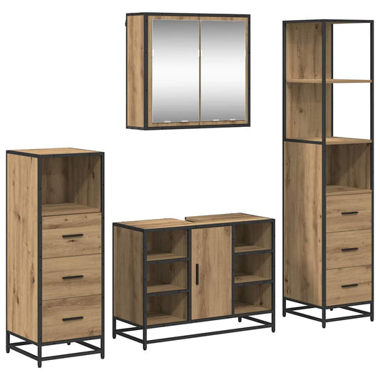 vidaXL Bathroom Furniture Set 4 pcs Artisan Oak Engineered Wood