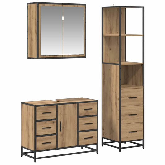vidaXL Bathroom Furniture Set 3 pcs Artisan Oak Engineered Wood