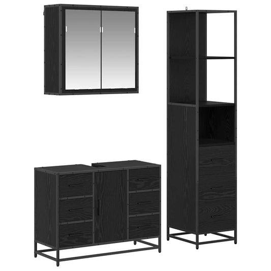 vidaXL Bathroom Furniture Set 3 pcs Black oak 80 x 33 x 60 cm