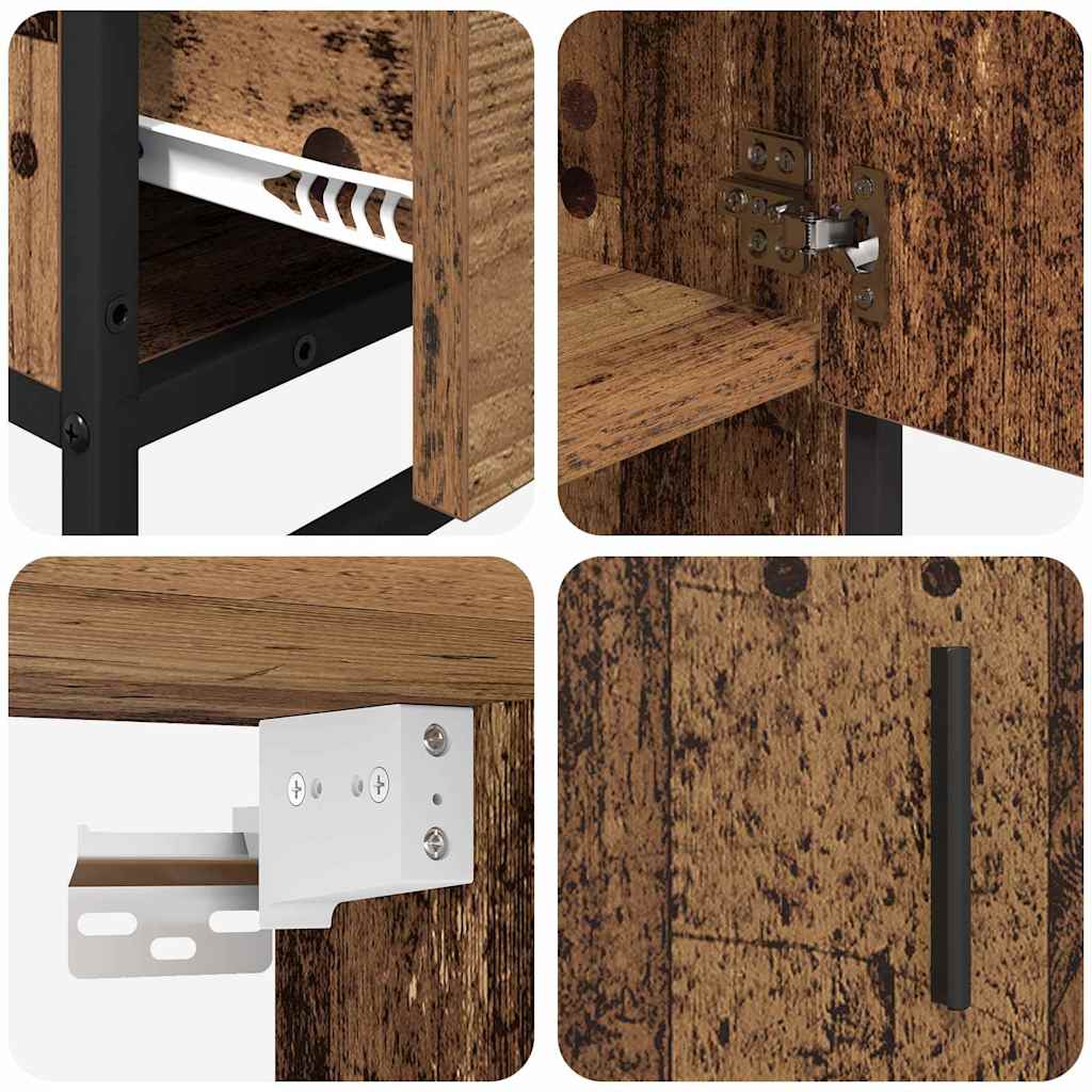 vidaXL Bathroom Furniture Set with Door 3 pcs Old Wood Engineered Wood