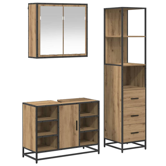 vidaXL Bathroom Furniture Set 3 pcs Artisan Oak Engineered Wood