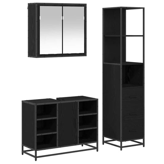 vidaXL Bathroom Furniture Set 3 pcs Black oak 80 x 33 x 60 cm