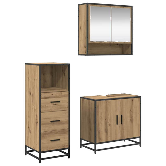 vidaXL Bathroom Furniture Set 3 pcs Artisan oak 65 x 33 x 60 cm