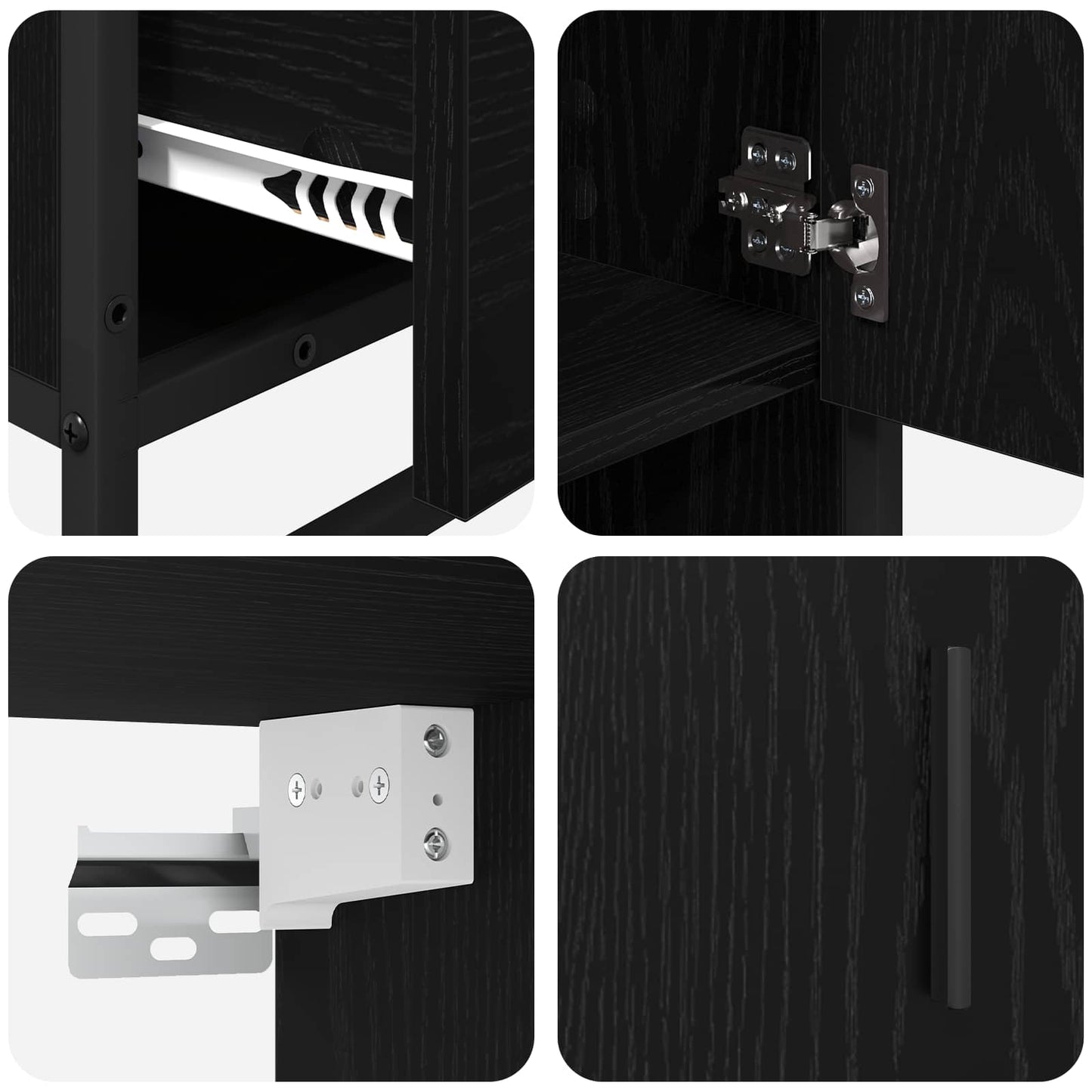 vidaXL Bathroom Furniture Set 3 pcs Black Oak Engineered Wood