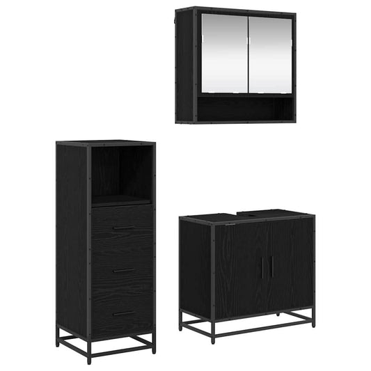 vidaXL Bathroom Furniture Set 3 pcs Black oak 65 x 33 x 60 cm