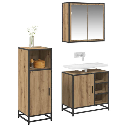 vidaXL Bathroom Furniture Set 3 pcs Artisan oak 65 x 33 x 60 cm