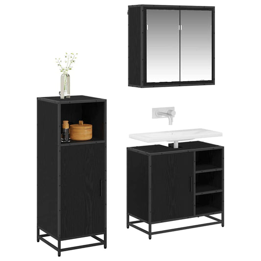 vidaXL Bathroom Furniture Set 3 pcs Black oak 65 x 33 x 60 cm