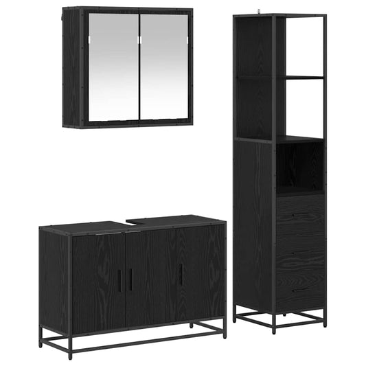 vidaXL Bathroom Furniture Set 3 pcs Black oak 90 x 33 x 60 cm