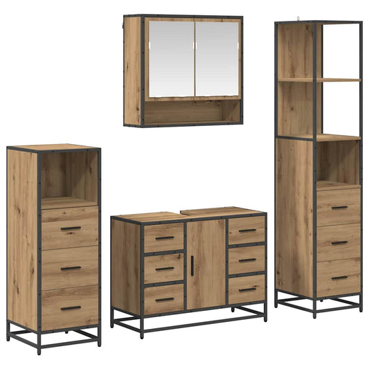 vidaXL Bathroom Furniture Set 4 pcs Artisan Oak Engineered Wood