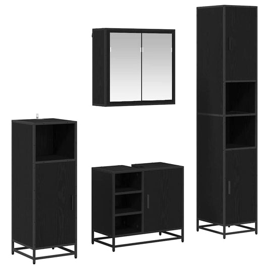 vidaXL Bathroom Furniture Set 4 pcs Black oak 65 x 33 x 60 cm