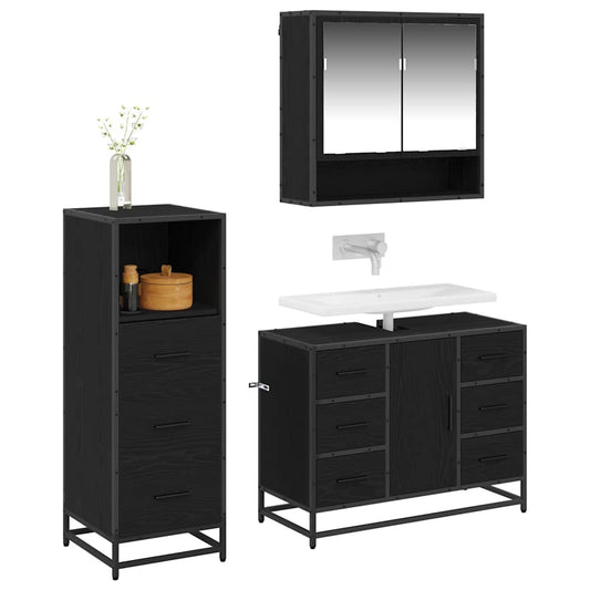 vidaXL Bathroom Furniture Set 3 pcs Black oak 80 x 33 x 60 cm