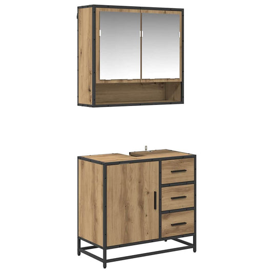 vidaXL Bathroom Furniture Set 2 pcs Artisan Oak Engineered Wood
