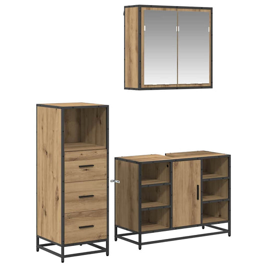vidaXL Bathroom Furniture Set 3 pcs Artisan oak 80 x 33 x 60 cm