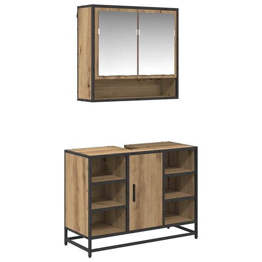 vidaXL Bathroom Furniture Set 2 pcs Artisan Oak Engineered Wood