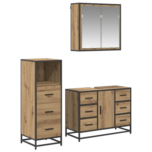 vidaXL Bathroom Furniture Set 3 pcs Artisan Oak Engineered Wood