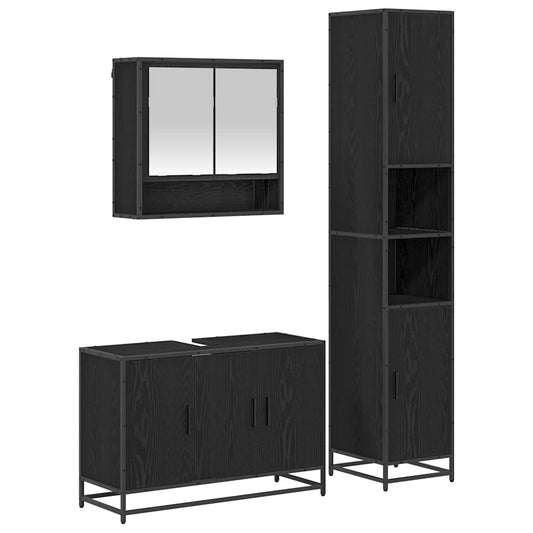 vidaXL Bathroom Furniture Set with Door 3 pcs Old Wood Engineered Wood