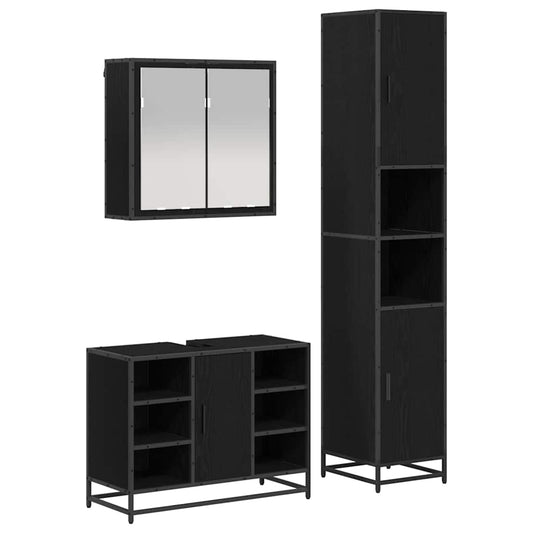 vidaXL Bathroom Furniture Set 3 pcs Black oak 80 x 33 x 60 cm