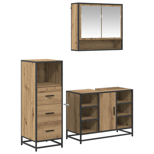 vidaXL Bathroom Furniture Set 3 pcs Artisan Oak Engineered Wood