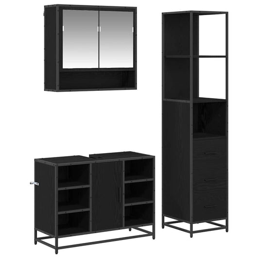 vidaXL Bathroom Furniture Set 3 pcs Black oak 35 x 37.5 x 166 cm