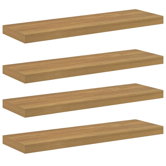 vidaXL Wall Shelf 4 pcs Brown 80 x 23.5 x 3.8 cm Engineered Wood