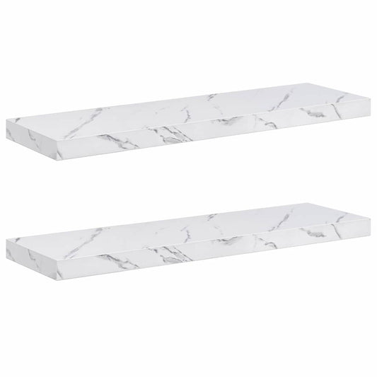 vidaXL Wall Shelf 2 pcs White Marble 90 x 23.5 x 4 cm Engineered Wood