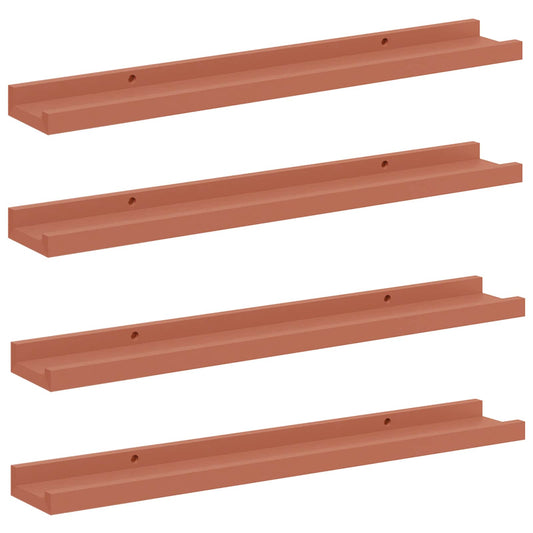 vidaXL Wall Shelf with Shelf 4 pcs Red 60 x 9 x 3 cm Engineered Wood