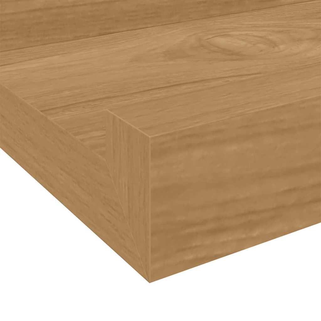 vidaXL Wall Shelf with Shelf 2 pcs Brown 40 x 9 x 3 cm Engineered Wood