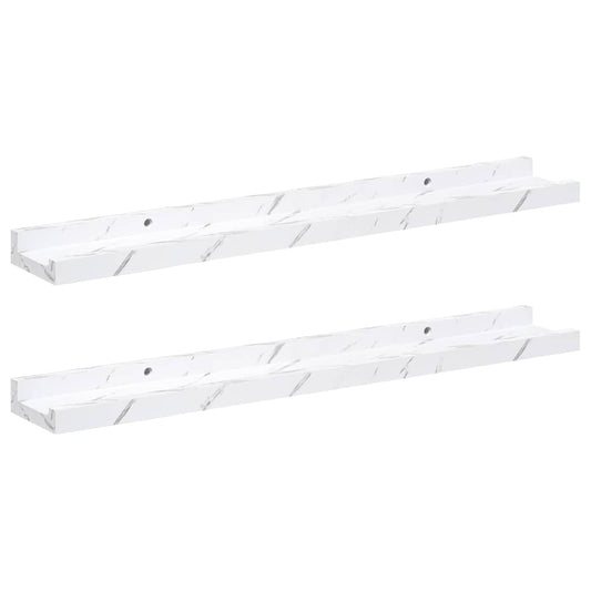vidaXL Wall Shelf 2 pcs White Marble 60 x 9 x 3 cm Engineered Wood